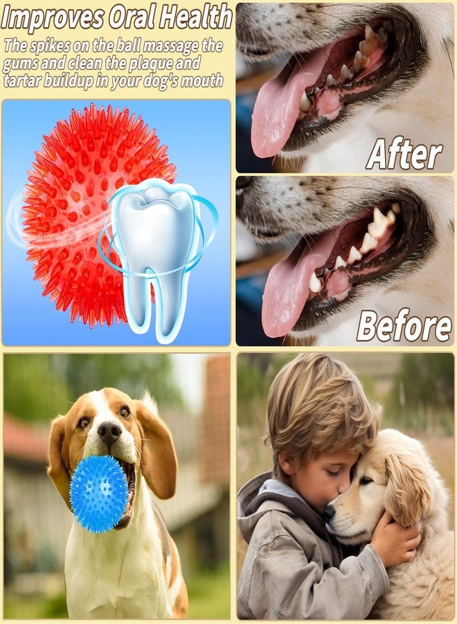 UZLU 36 Pcs 2.5 in Squeaky Dog Toy Balls Spiky Dog Balls Chew Toy for Teething Durable High Bounce TPR Fetch Toy 9 Colors Water Toys for Small Medium Dogs Aggressive Chewers Clean Teeth and Training - Image 5